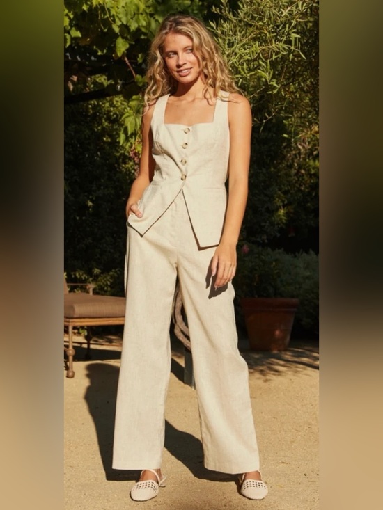 Pants - NWT XXL Two-Piece Linen Blend Vest and Wide Leg Pants Set from Beautiful